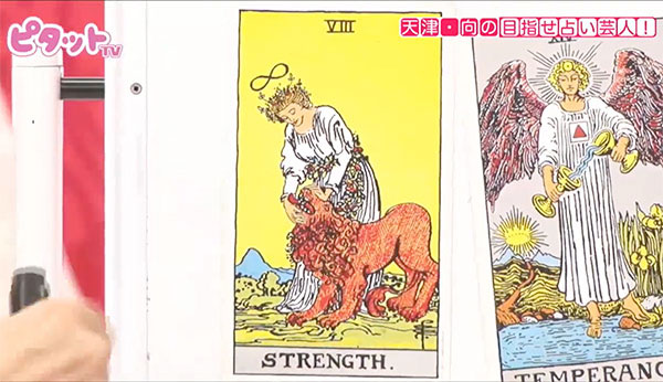 ライオンを手なずけている女性が描かれた8のカード